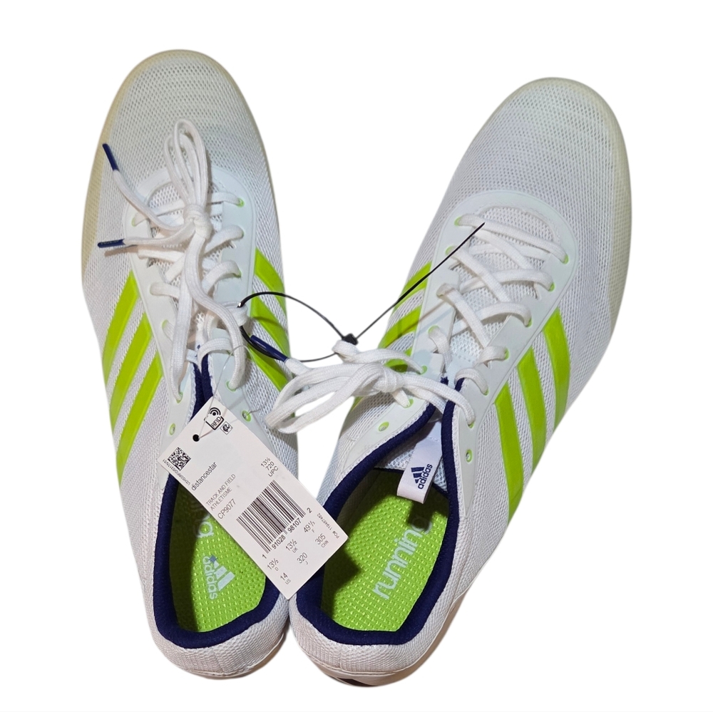 Adidas Distancestar Distance Track White-Lime Green CP9077 Men Sz 14 - Picture 2 of 8